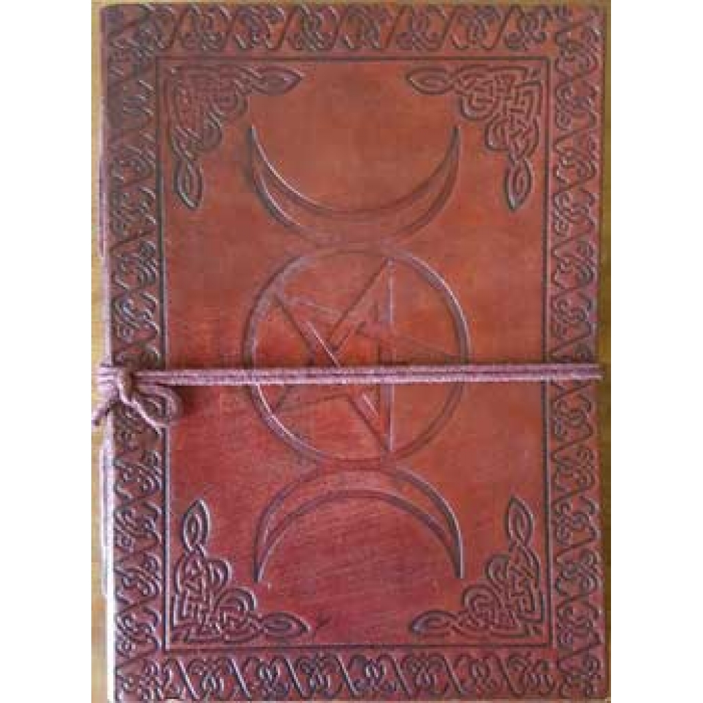 Triple Moon Pentagram Leather Blank Journal