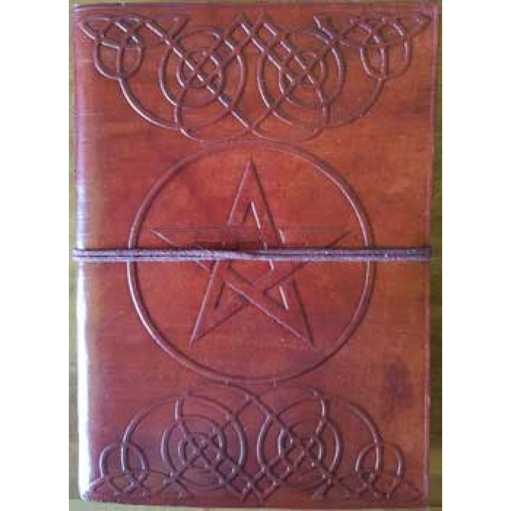 Pentagram Leather Blank Book with Celtic Design