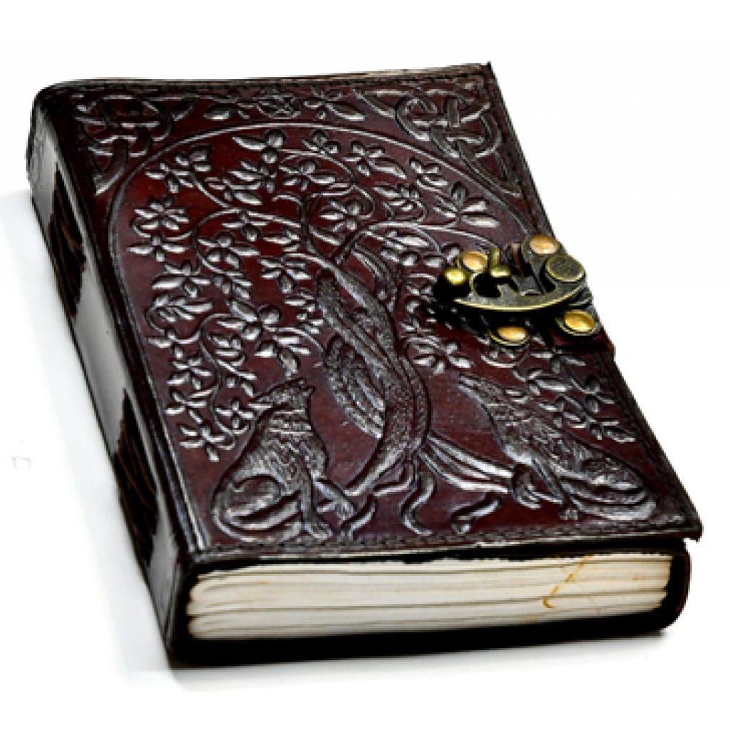 Wolf & Tree of Life Leather Blank Book w/ Latch