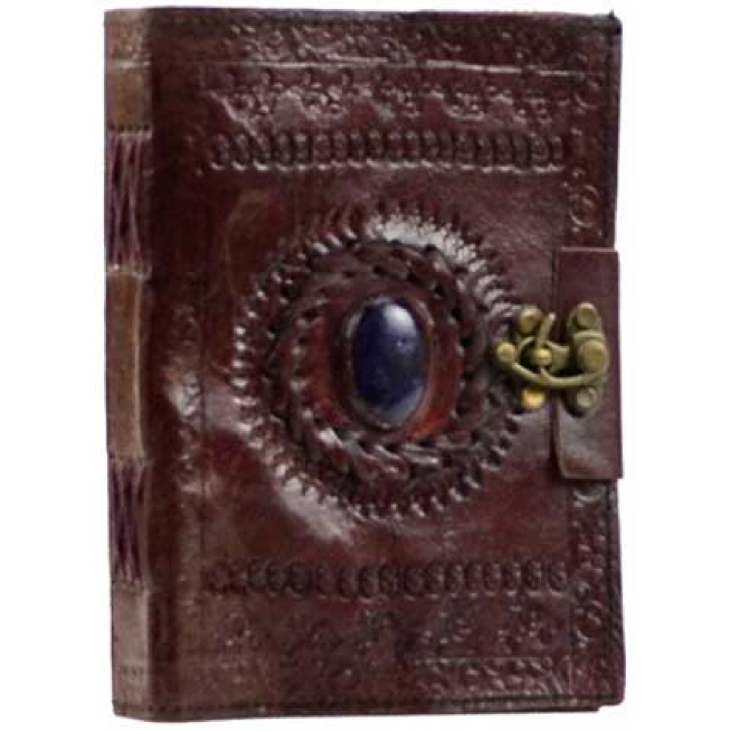 Stone Eye Leather Blank Book with Latch - A New Realm of Writing