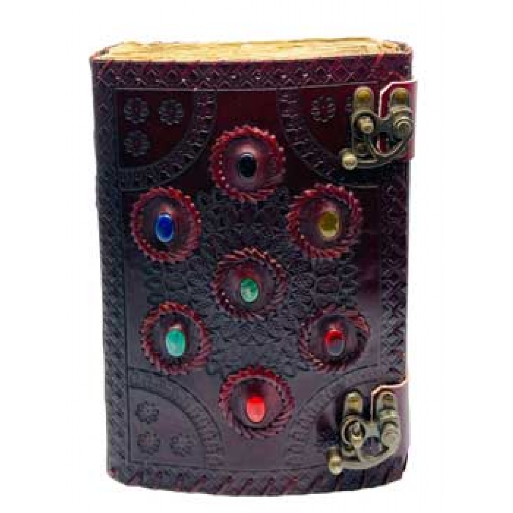 Chakra Leather Journal - Aged Look with Decorative Cover