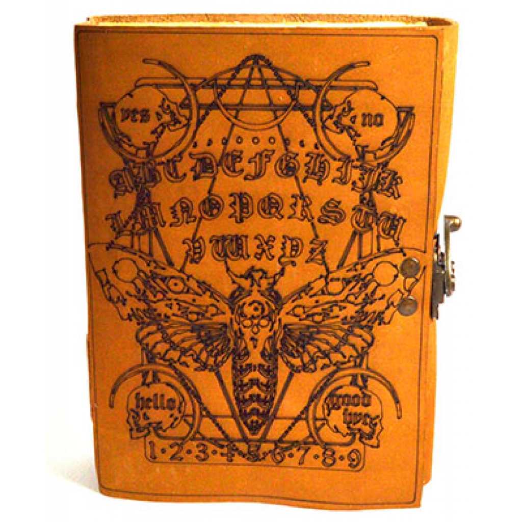 Ouija Board Leather Journal with Moth Design