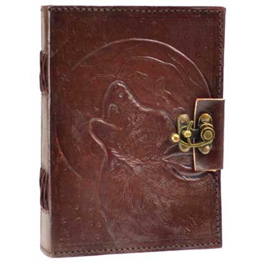 Wolf Moon Leather Blank Book with Latch