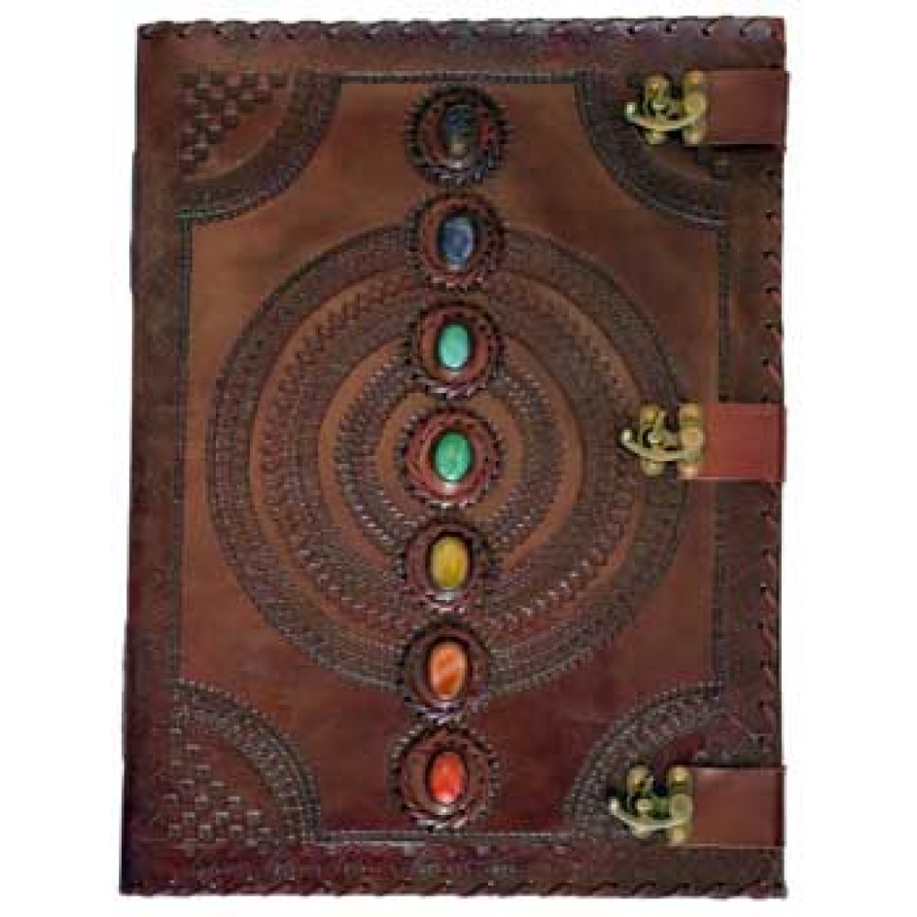 7 Stone Leather Blank Book with 3 Latch Closure - For Inspired Creativity