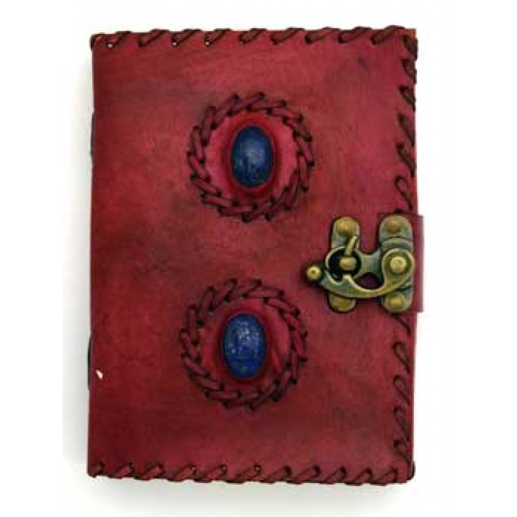 2 Lapis Stones Leather Blank Book with Latch - 5