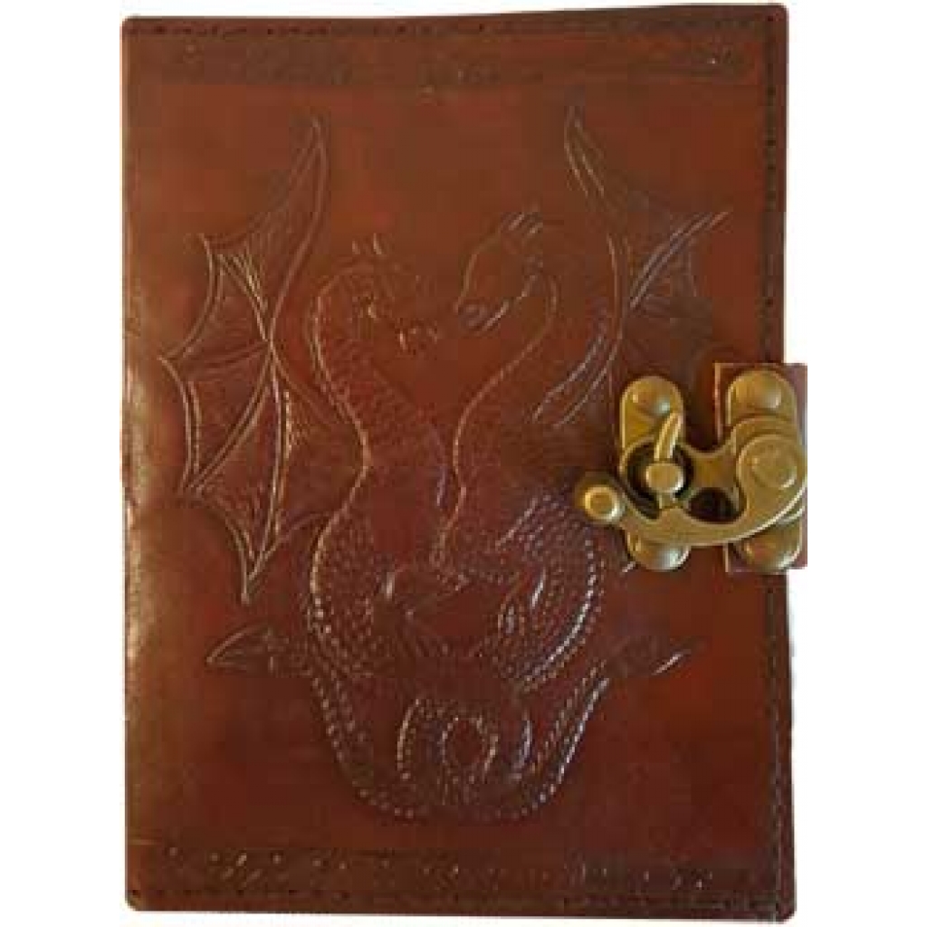 Double Dragon Leather Blank Book with Latch