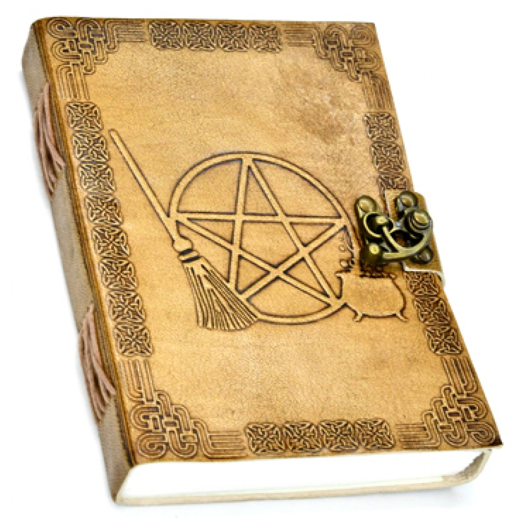 Broom Pentagram Embossed Leather Journal