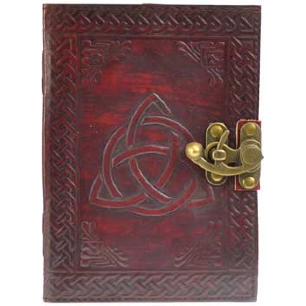 Triquetra Leather Blank Book with Latch - Mystical Journal