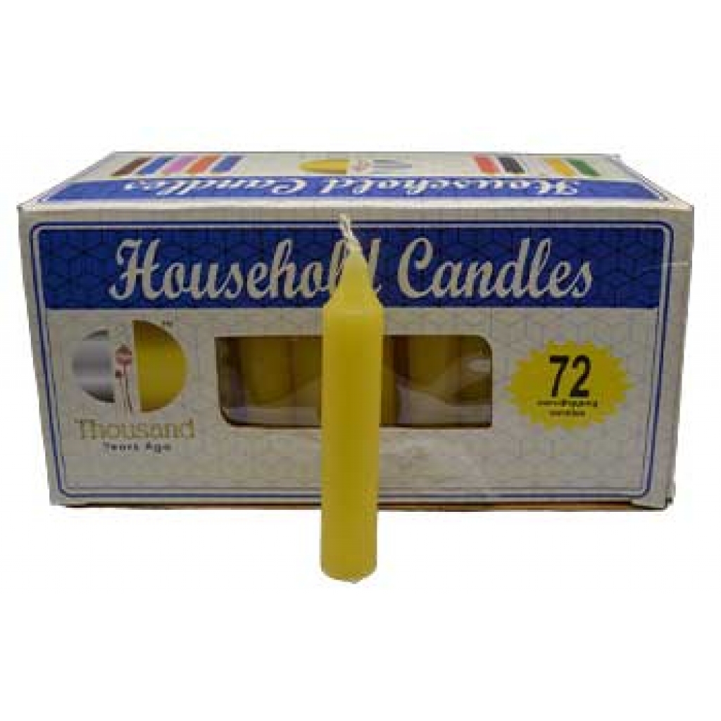 Set of 72 Yellow Household Candles - Spirit and Light