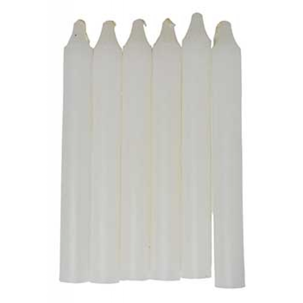 Set of 6 White Household Candles - Symbol of Purity and Peace