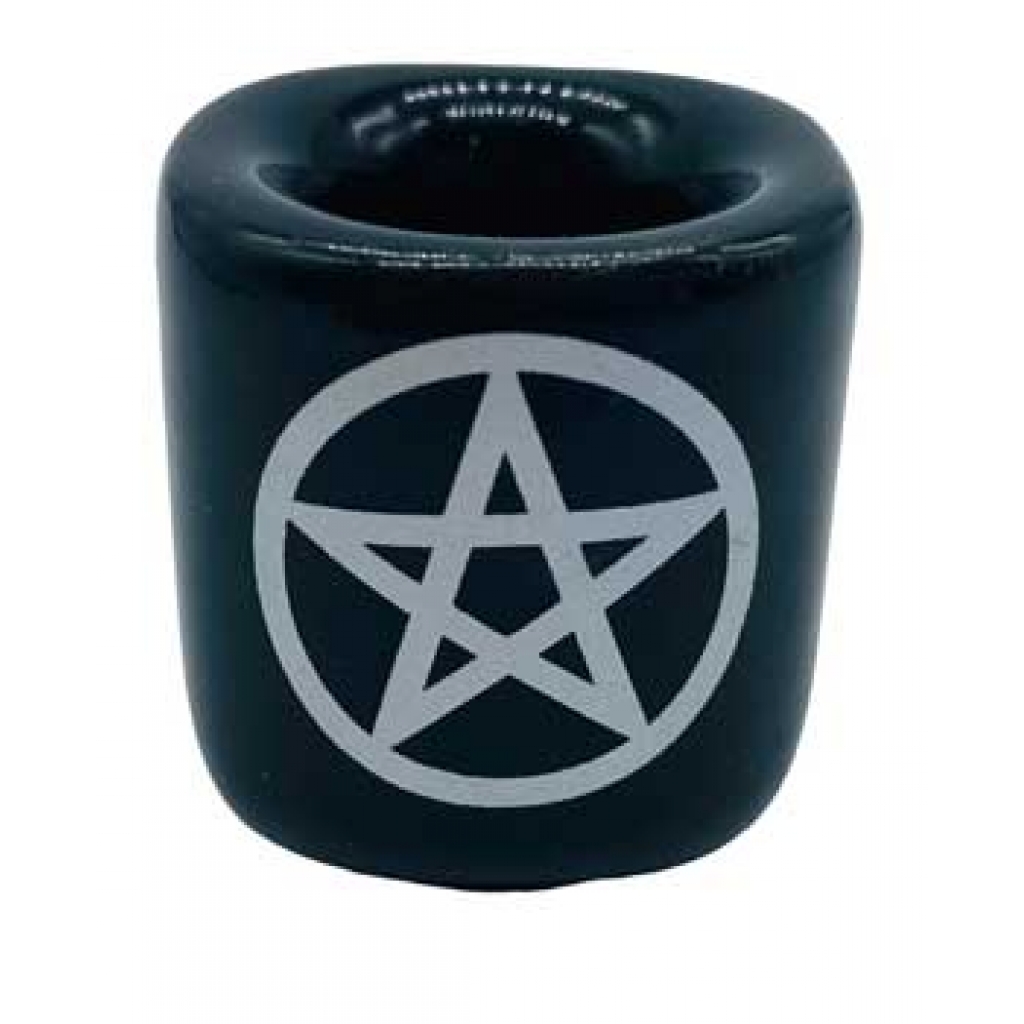 Pentagram Ceramic Candle Holder - Black