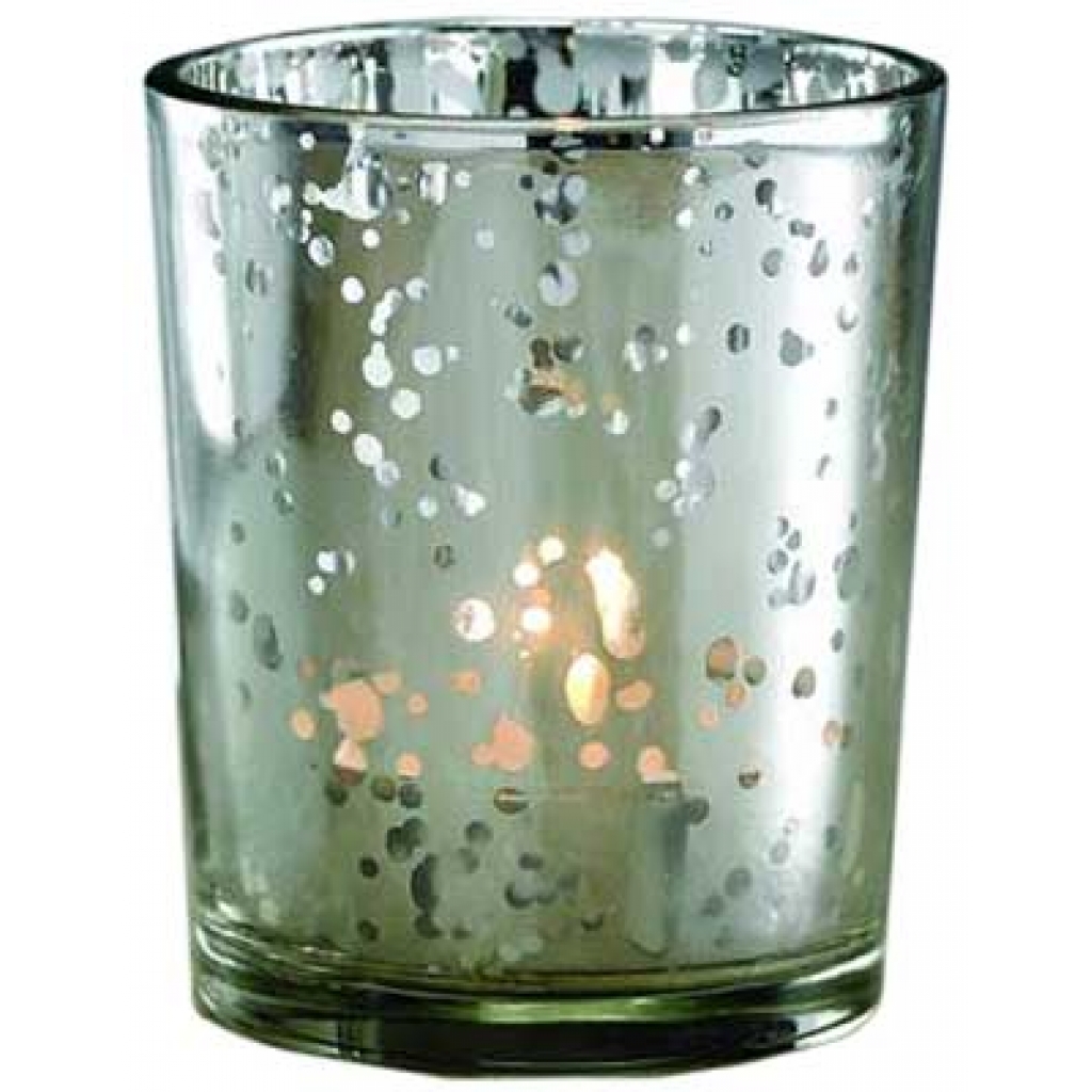 Silver Glass Votive Holder with Rustic Charm