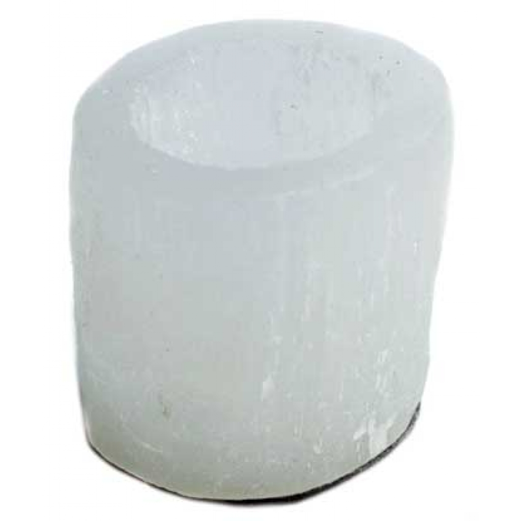 Selenite Round Tealight Holder: Cleanse Your Space