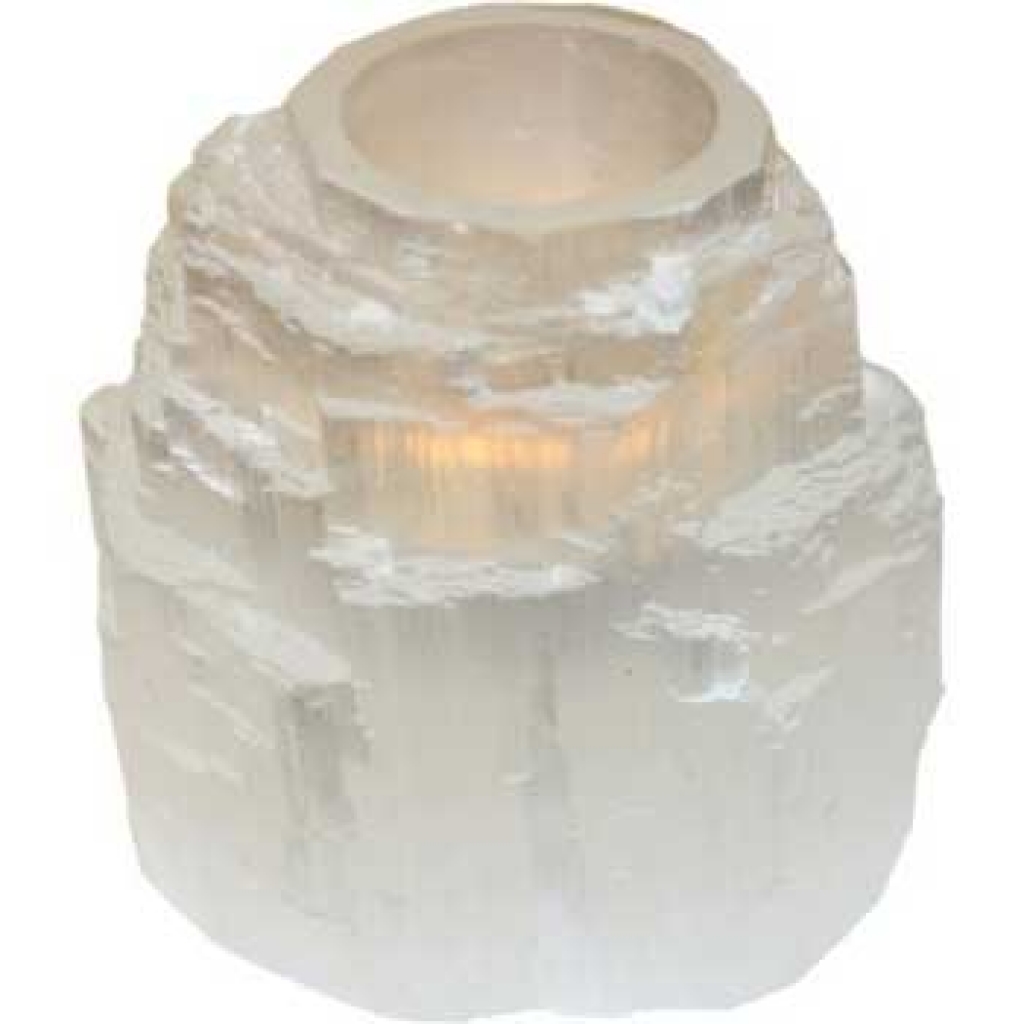 White Tower Selenite Tealight Candle Holder - Healing Light