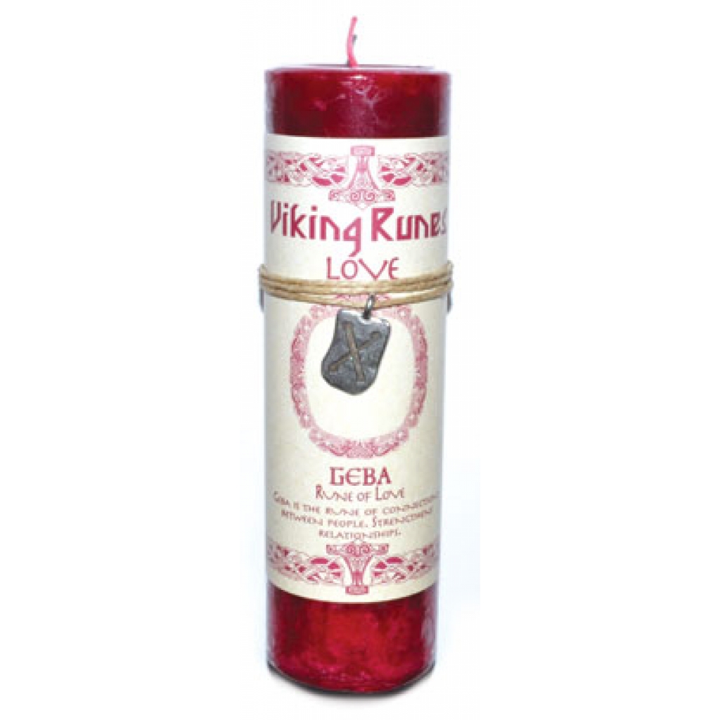 Love Pillar Candle with Geba Rune Pendant - Strengthening Relationships