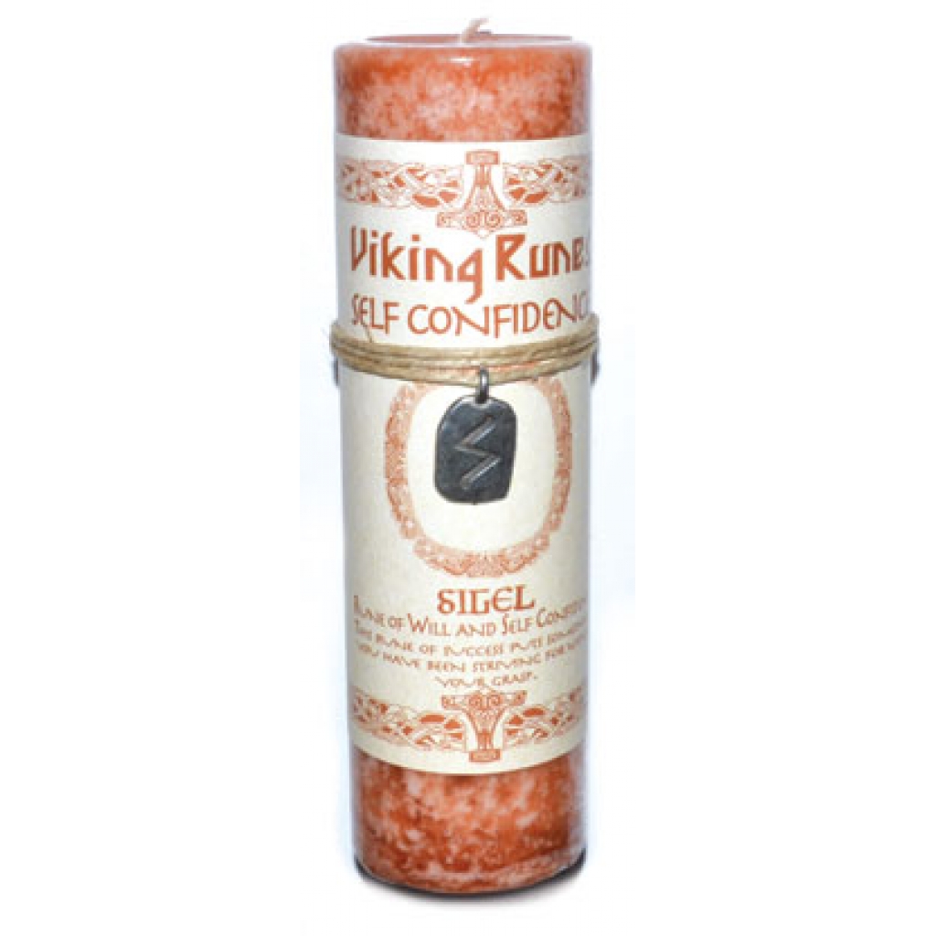 Self Confidence Pillar Candle with Sigel Rune Pendant