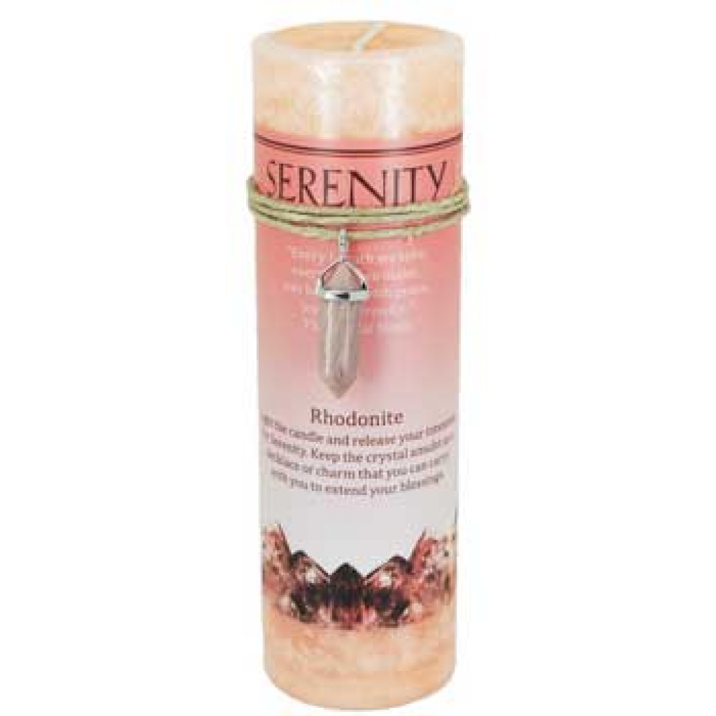 Serenity Pillar Candle with Blue Sandstone Pendant: A Tranquil Gift