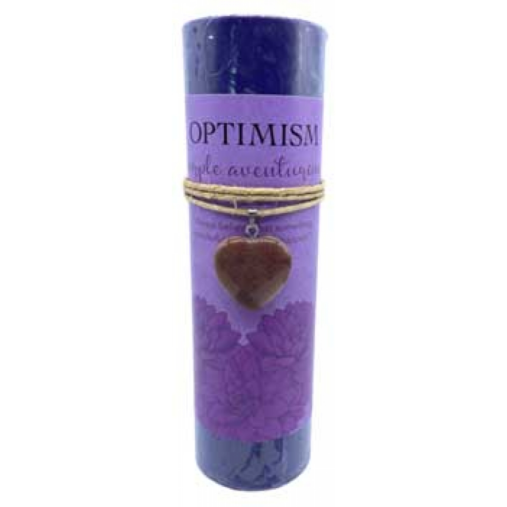 Optimism Pillar Candle with Purple Aventurine Heart