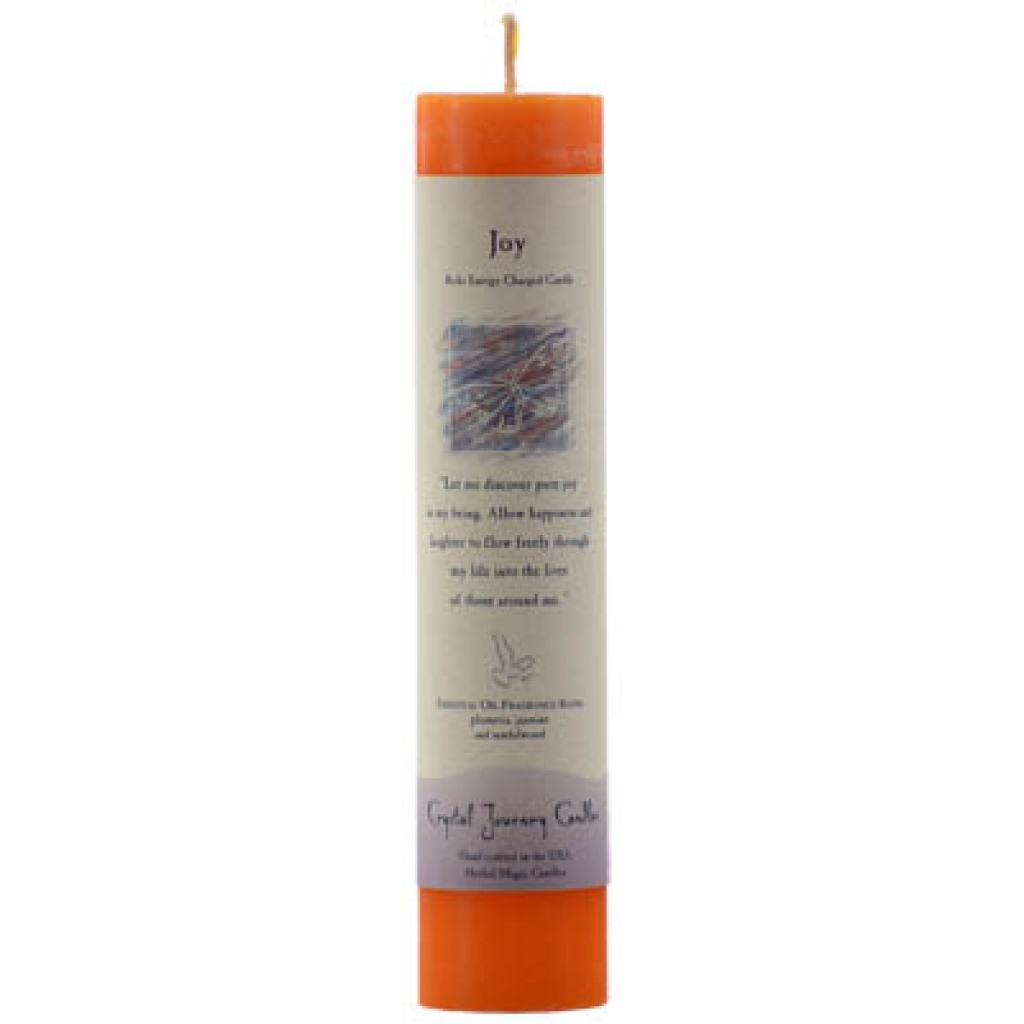 Joy Reiki Charged Pillar Candle - Empower Your Rituals