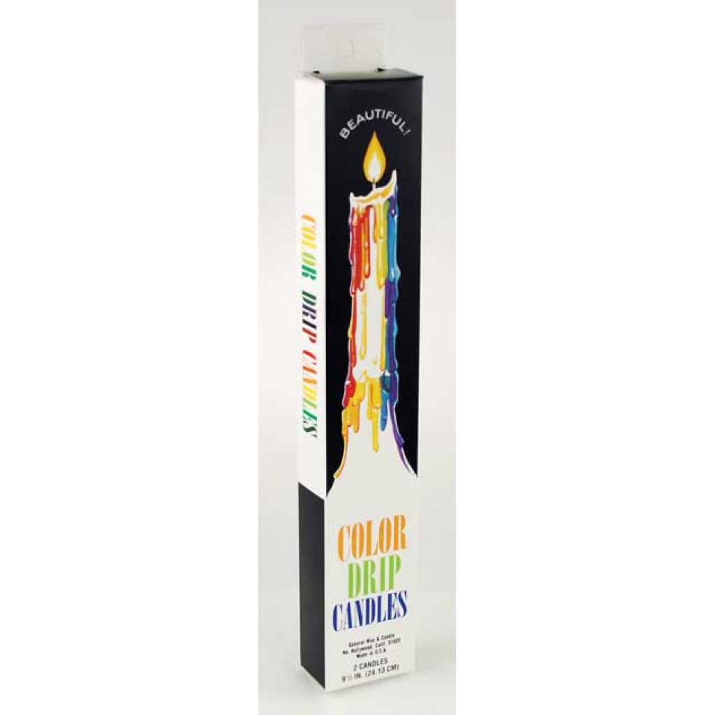 (Set of 2) Multi-Color Drip Candles