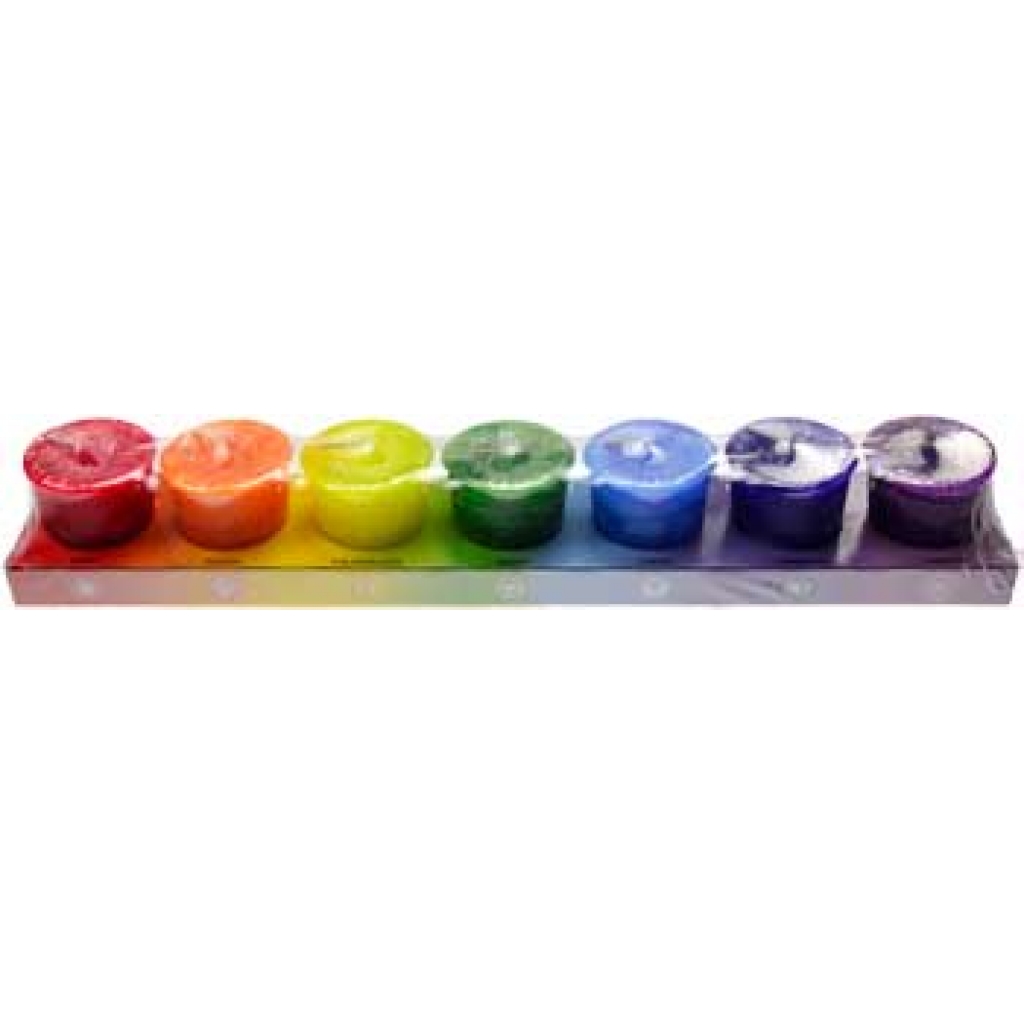 7-Pack Chakra Votive Candles with Informational Cards