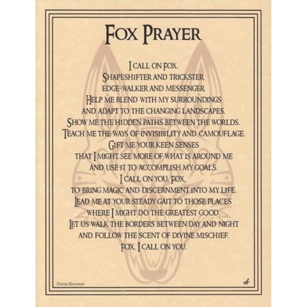 Fox Prayer Poster - Spirit of Cleverness