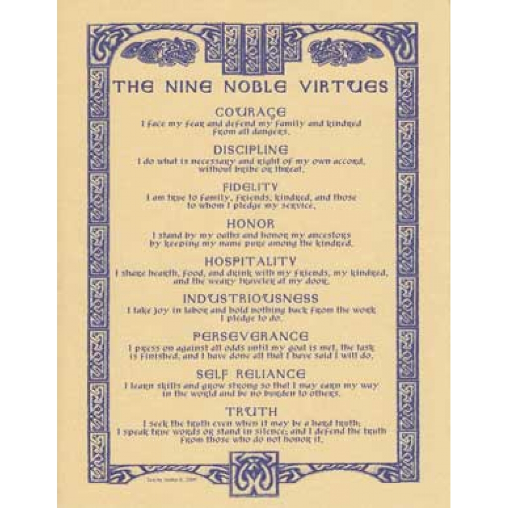 Nine Noble Virtues Inspirational Poster