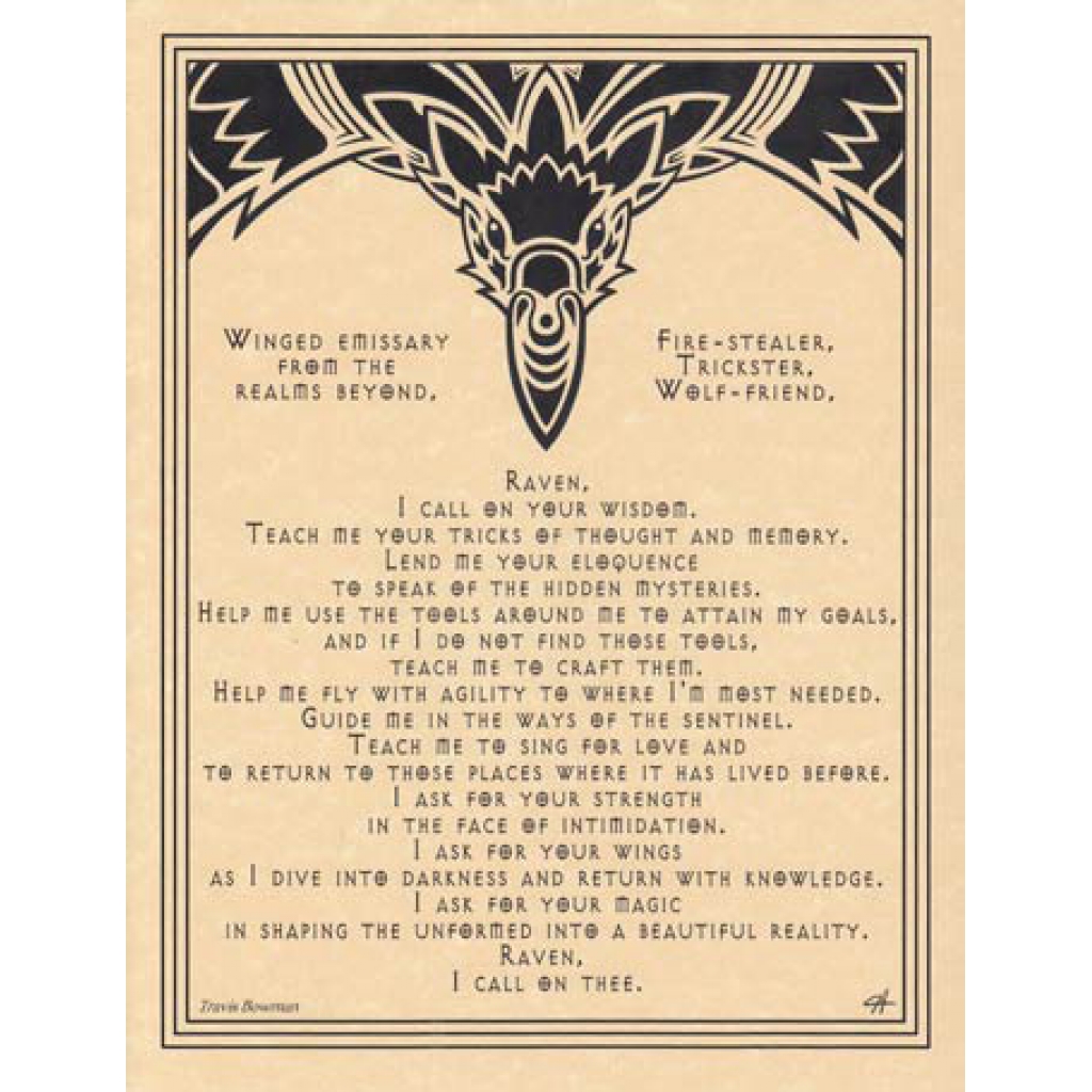 Raven Prayer Poster - Invoke Wisdom