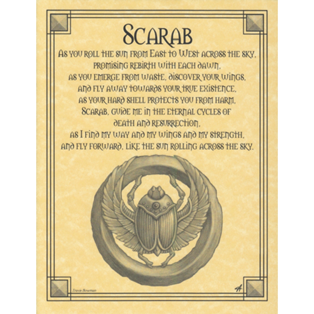 Scarab Prayer Poster for Rebirth and Strength