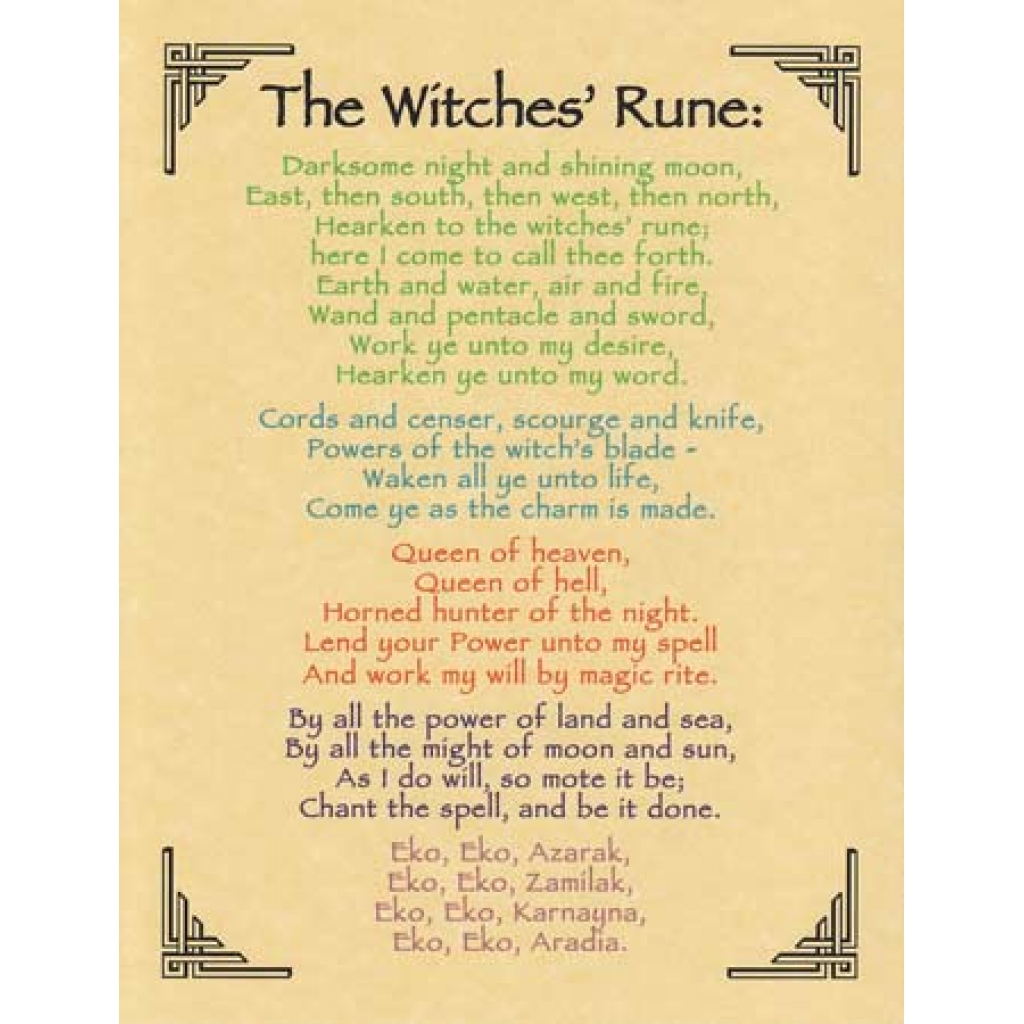 Witch's Rune Poster - Magical Chant for Rituals