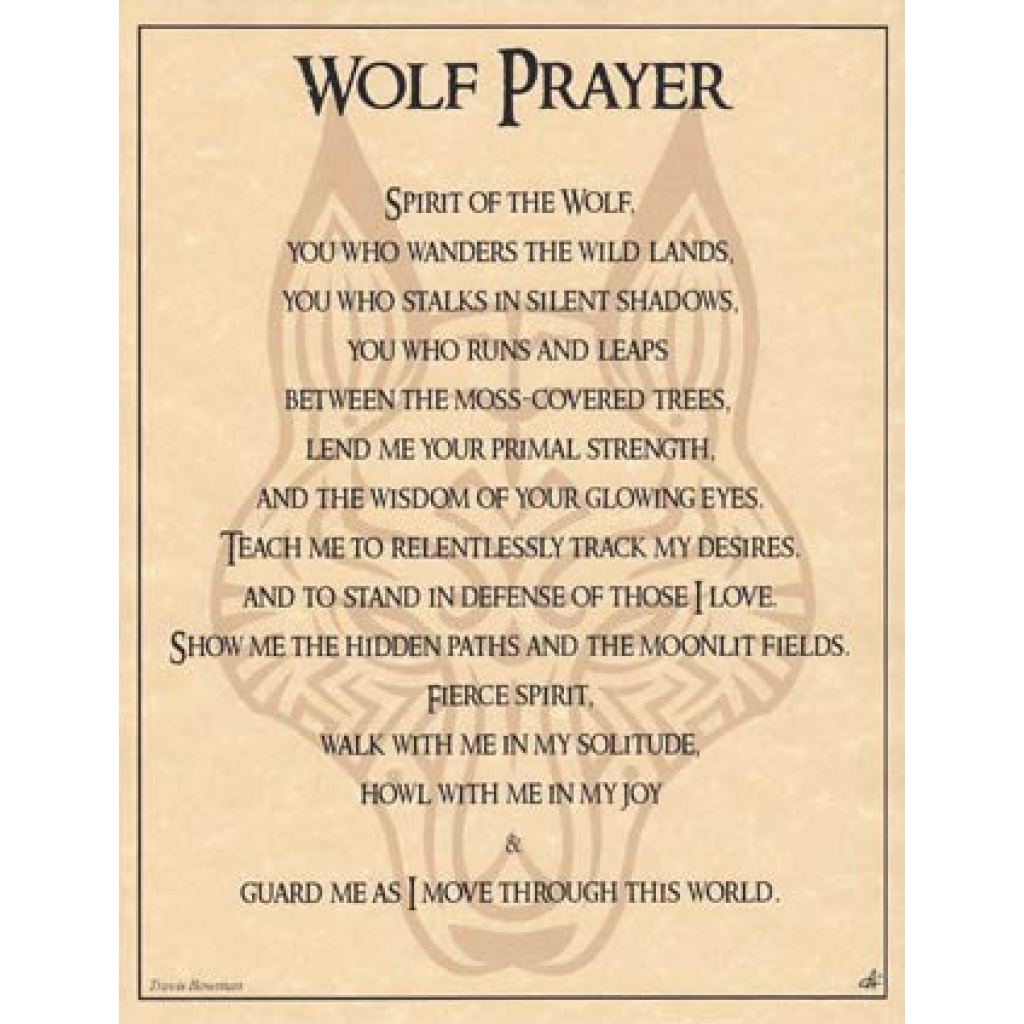 Wolf Prayer Poster for Guidance and Strength