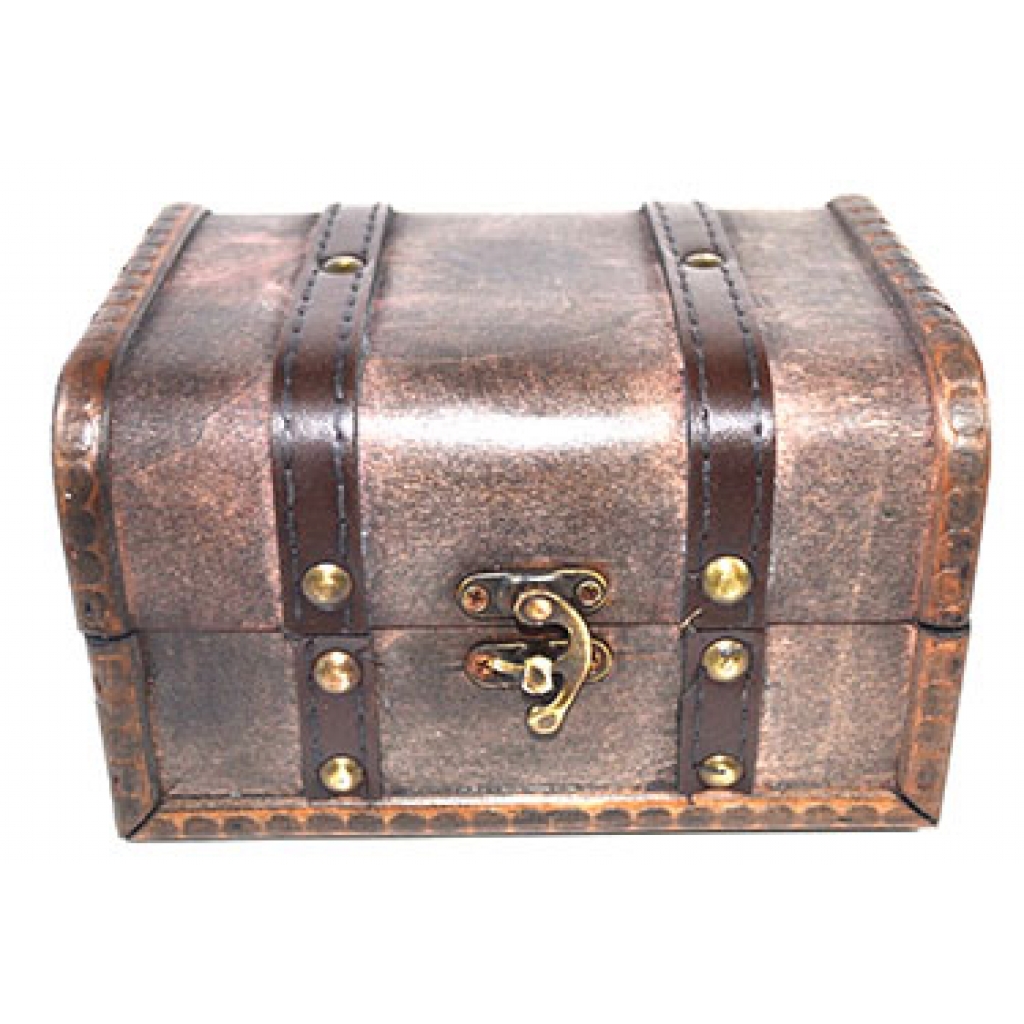 Antique Green Wooden Box - Vintage Trunk Design