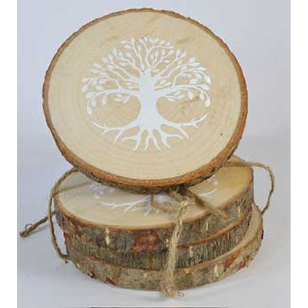 Set of 4 Tree of Life Wooden Coasters