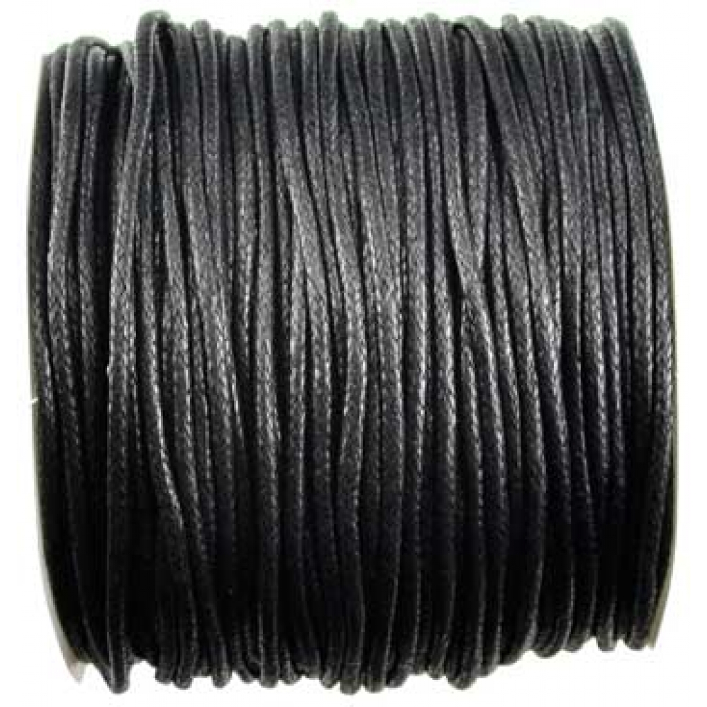 Black Waxed Cotton Cord - 2mm, 100 Meters