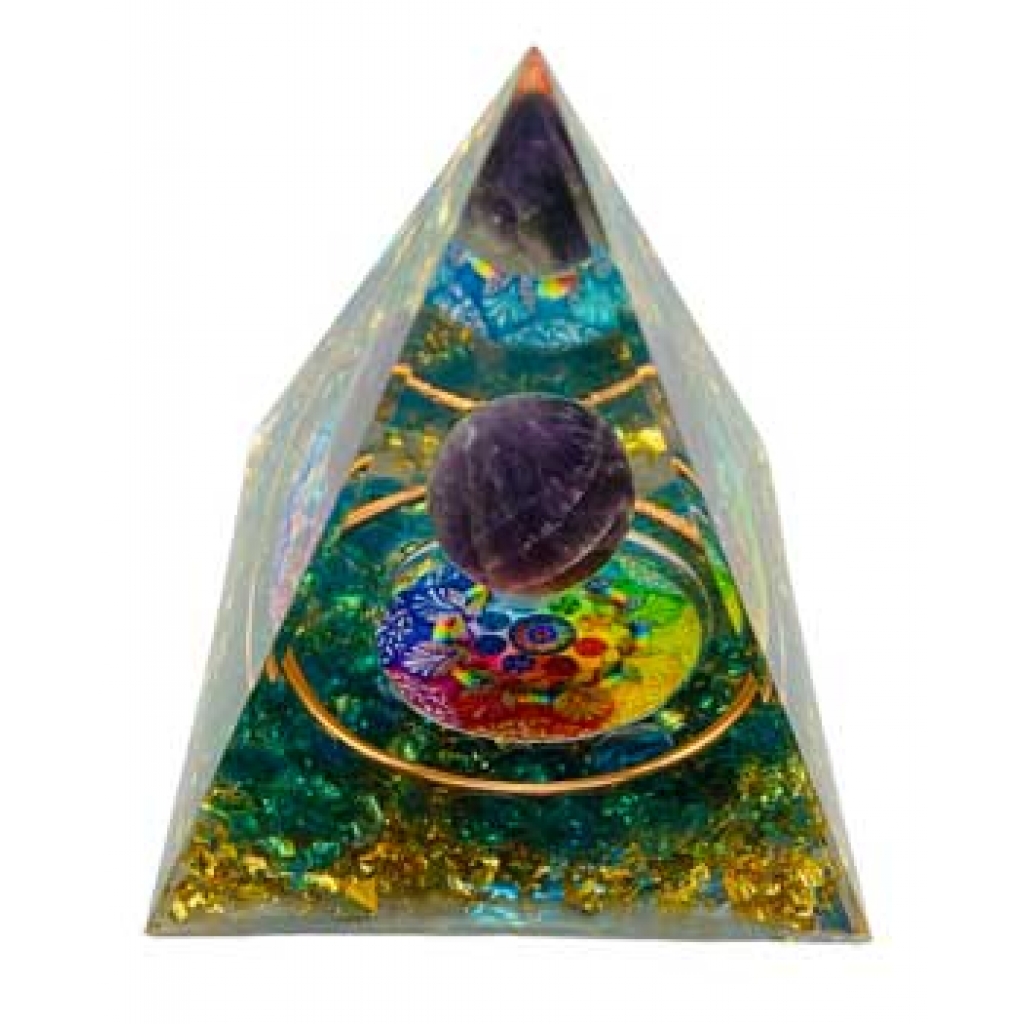 Purple Globe Orgonite Pyramid - 2 1/2 inches