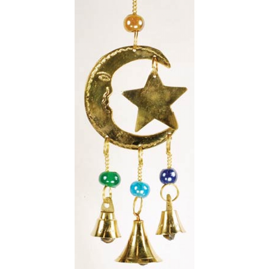 Three Bell Star and Moon Wind Chime - Charming Decor