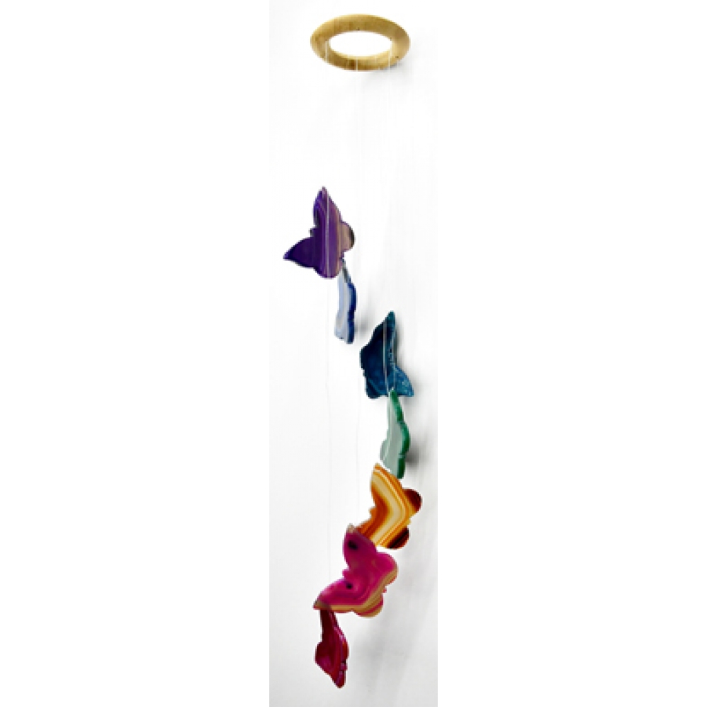 Agate Butterfly Wind Chime - 24 Inches