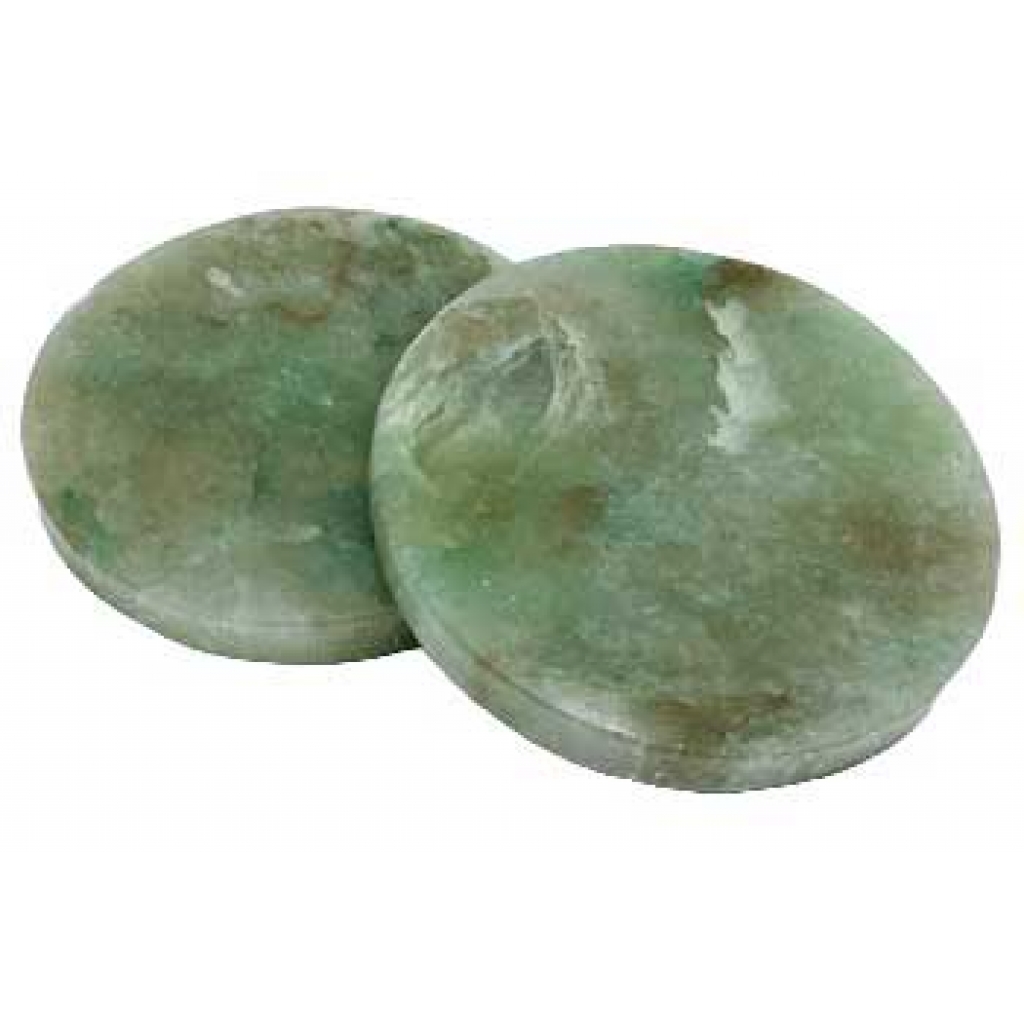 Set of 2 Green Aventurine Coasters - Unique Patterns