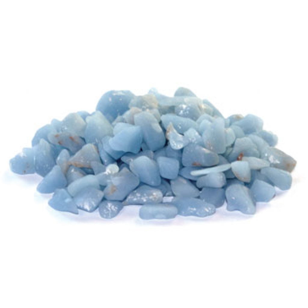 1 lb Angelite Tumbled Chips (5-7mm): Peaceful Energy