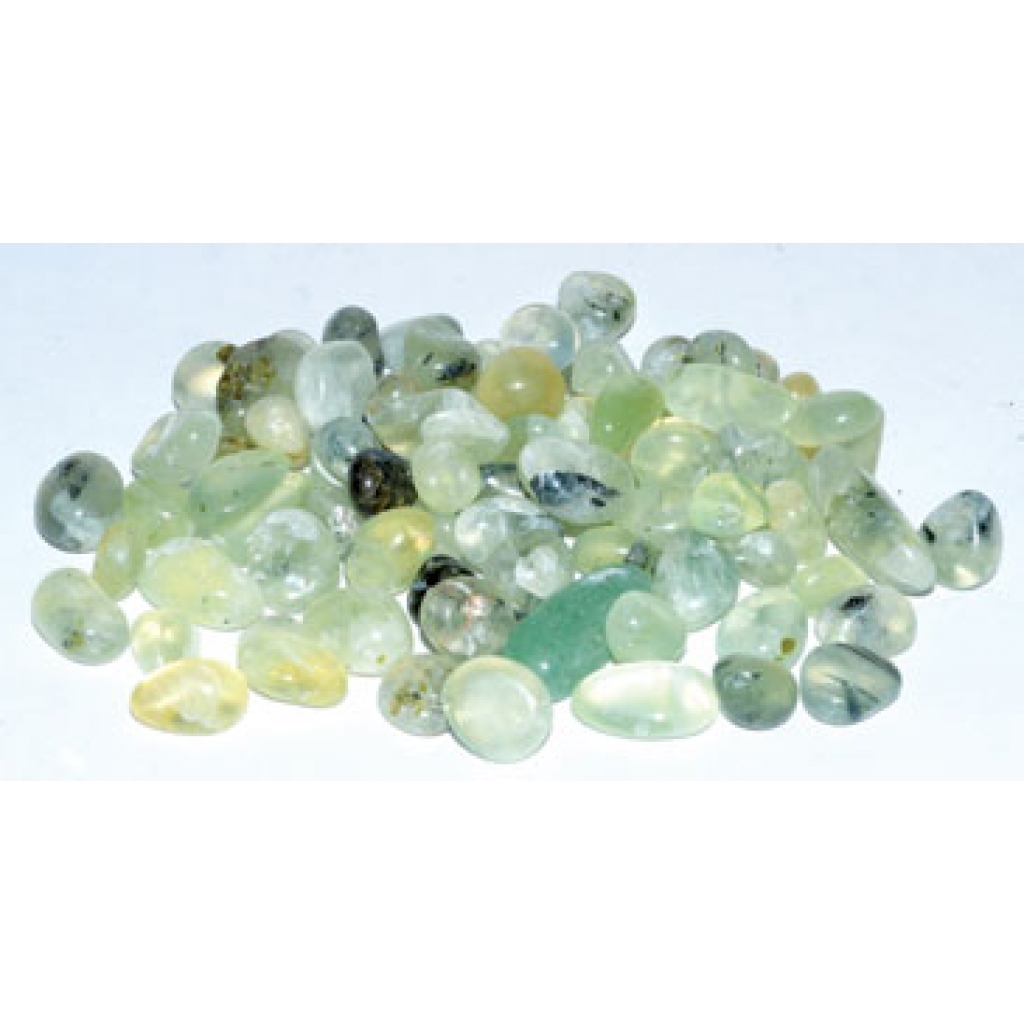 Green Tumbled Prehnite Chips - 1 lb, 6-8mm