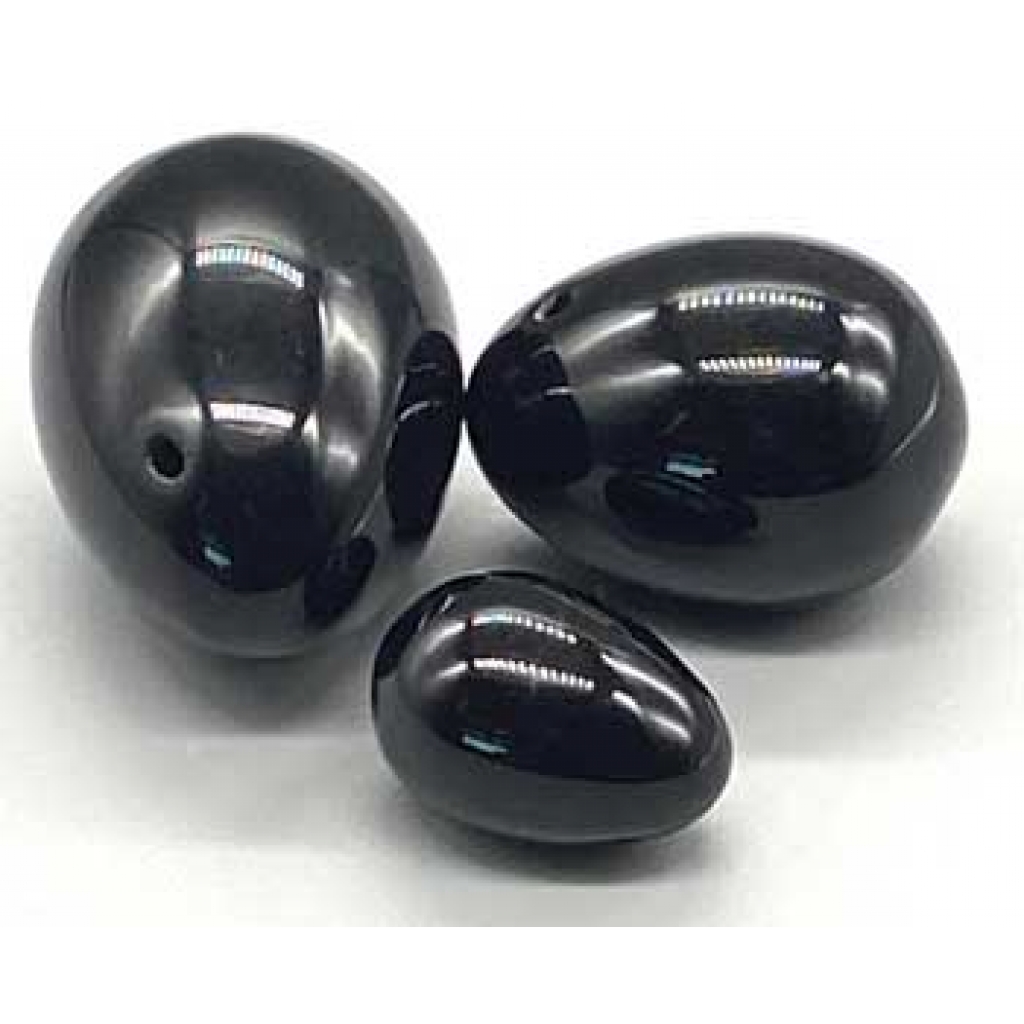 Set of 3 Black Obsidian Yoni Eggs - Goddess Empowerment