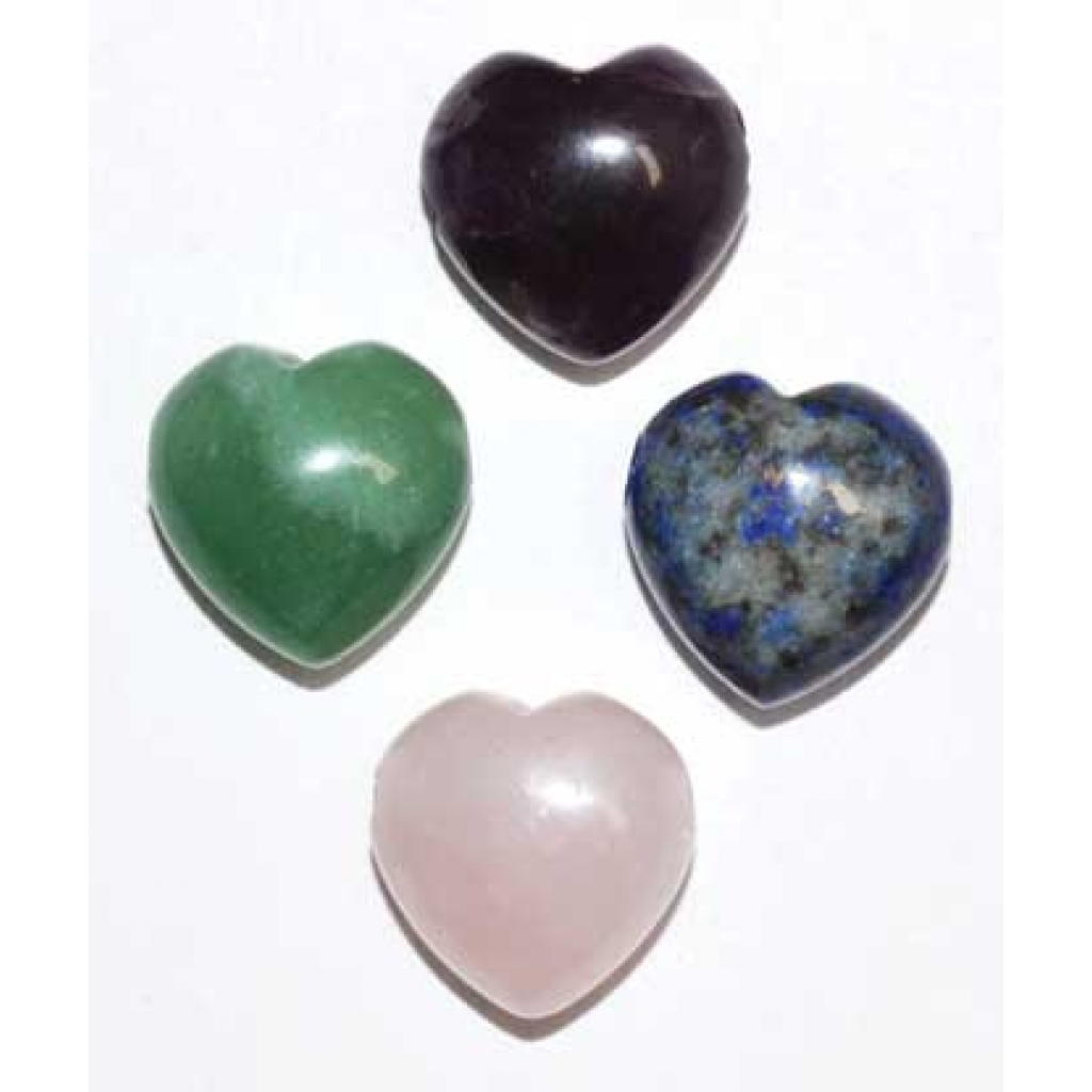 (Set of 10) 15mm Heart Beads Various Stones