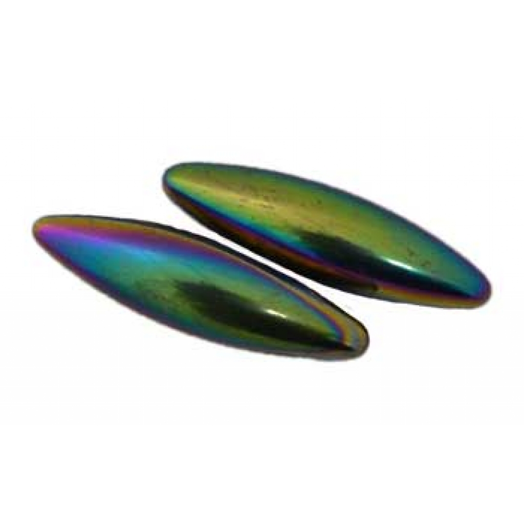 Set of 2 Rainbow Magnetic Hematite Ovals for Energy Balance