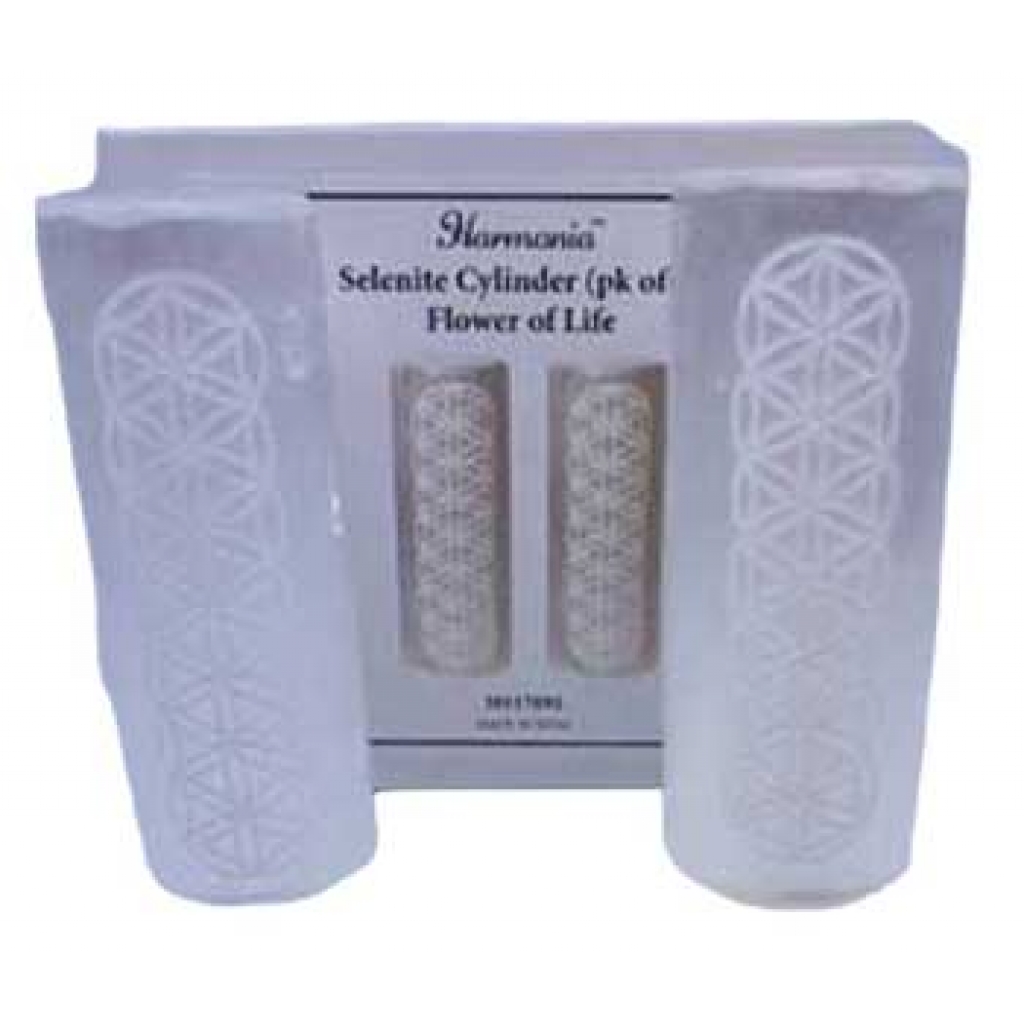 Set of 2 Flower of Life Selenite Harmonizers