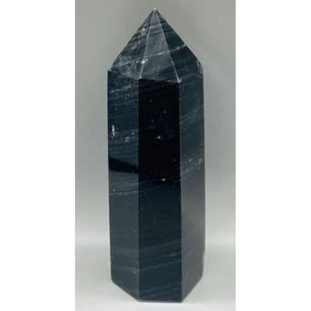 1.2-1.5# Obsidian Obelisk with Silver Stripes - Grounding Stone