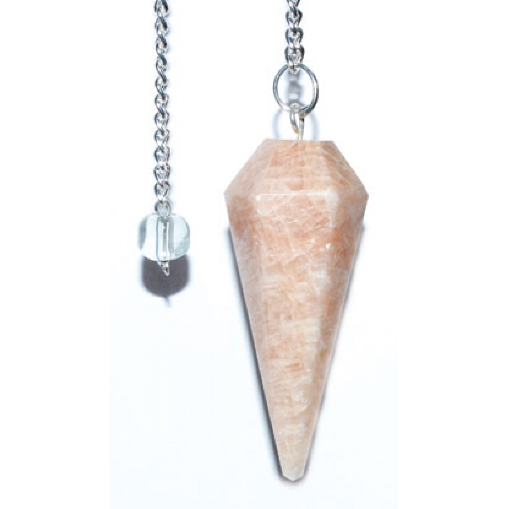 6-Sided Peach Moonstone Pendulum