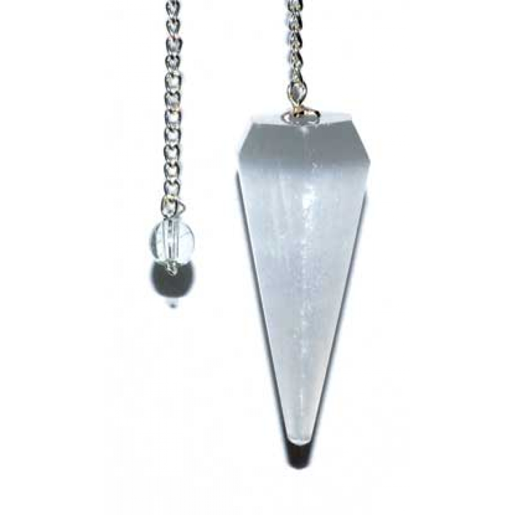 6-Sided 7 Chakra Selenite Pendulum