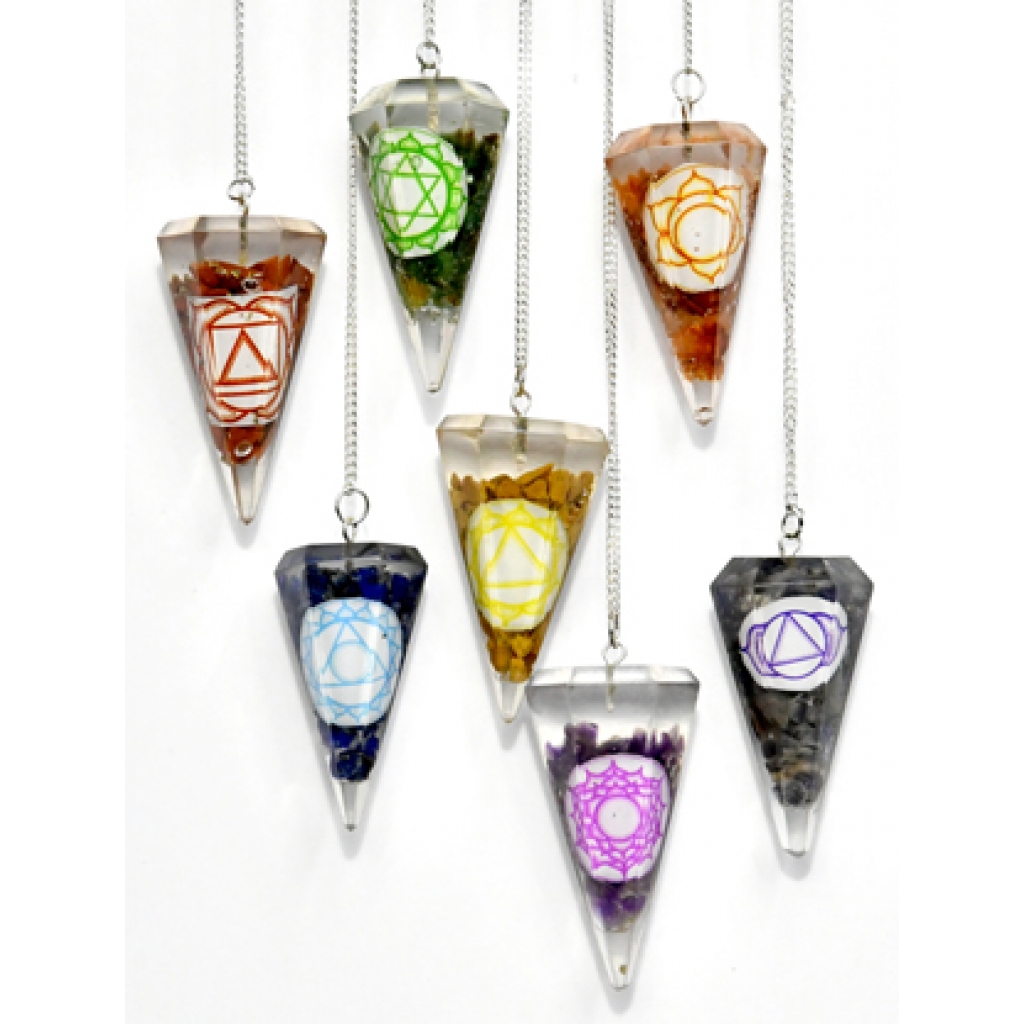 Set of 7 Orgone Pendulums – Chakra Cleansing Tools