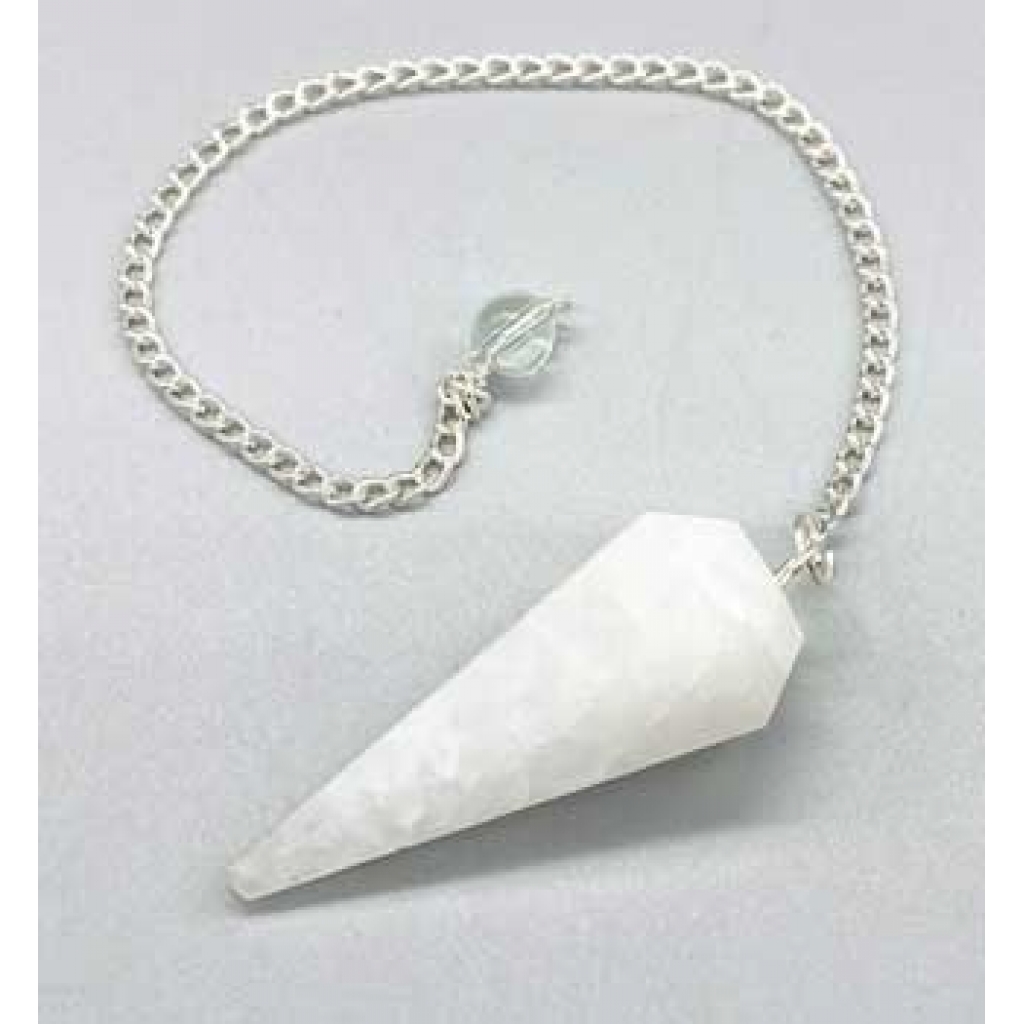 6-Sided White Quartz Pendulum