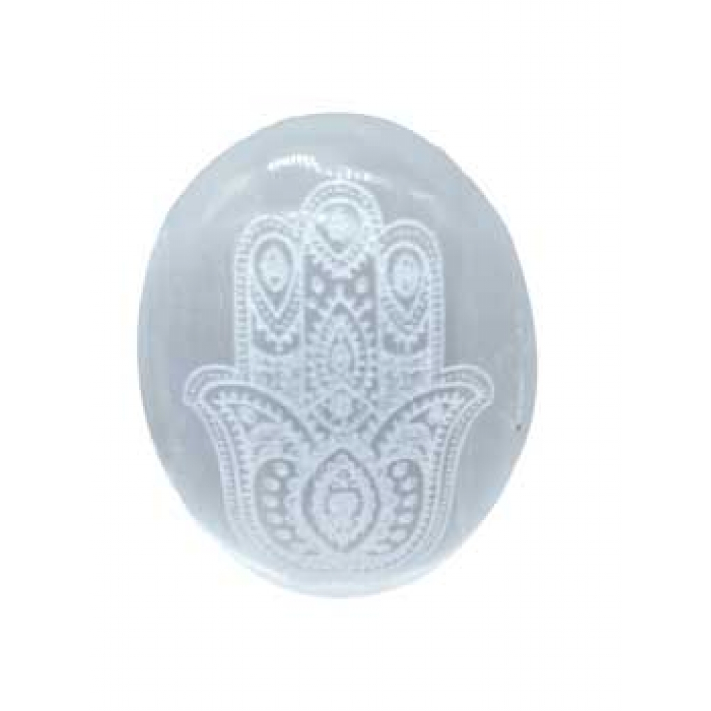 Selenite Fatima Hand Palm Stone